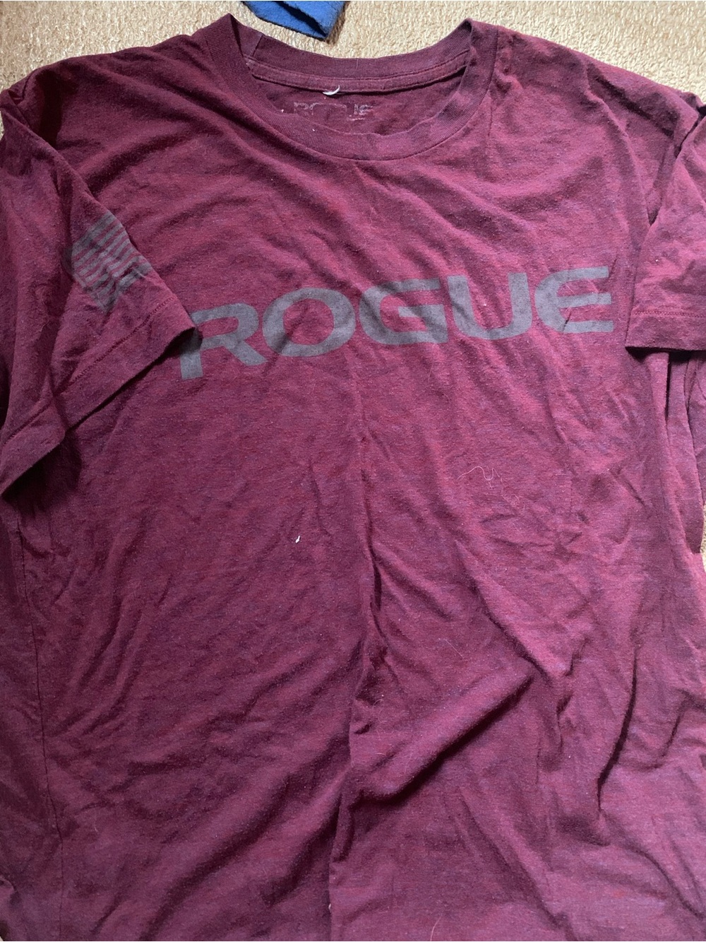 Rogue Men's Short-Sleeve Crew Tee in Maroon with Gray Logo